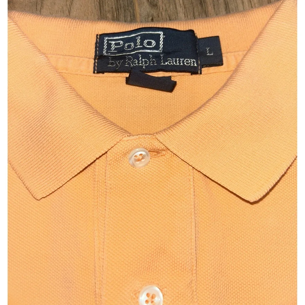 Polo Ralph Lauren Short Sleeve Polo  Orange Blue Pony 100%‎ Cotton, Mens Large